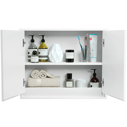 2-Door Wall-Mounted Bathroom Mirrored Medicine Cabinet, White Wall Cabinets at Gallery Canada