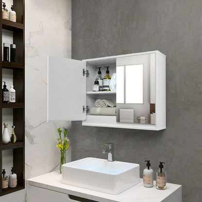 2-Door Wall-Mounted Bathroom Mirrored Medicine Cabinet, White Wall Cabinets at Gallery Canada