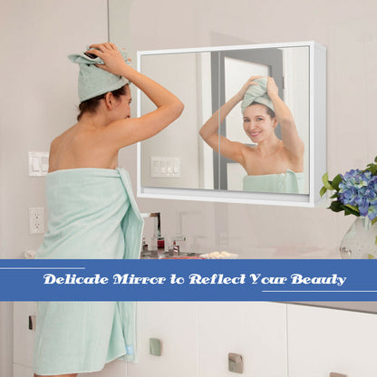 2-Door Wall-Mounted Bathroom Mirrored Medicine Cabinet, White Wall Cabinets at Gallery Canada