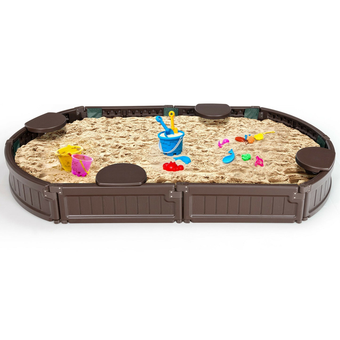 Sandbox With Built-In Corner Seat, Brown Sandboxes at Gallery Canada