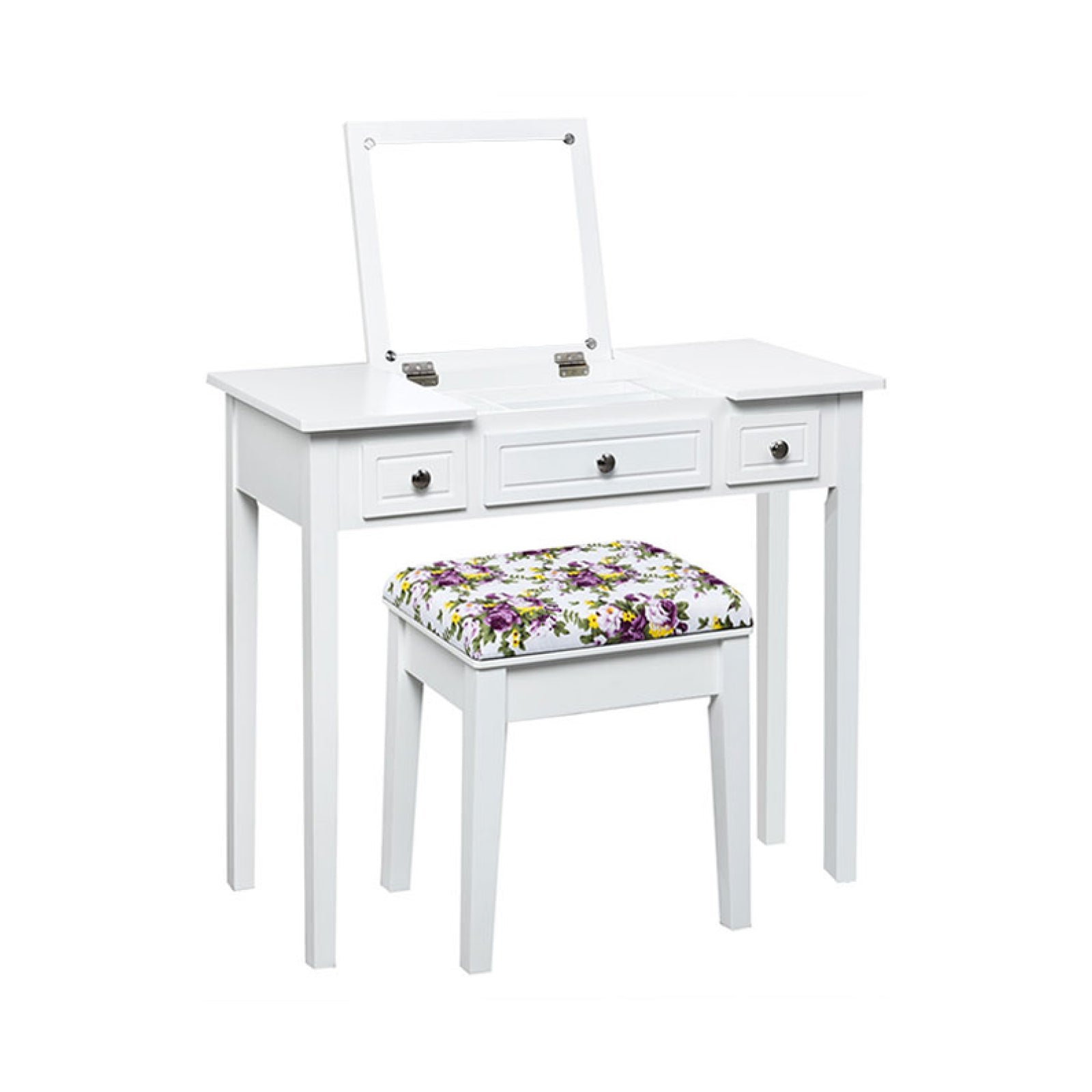 Vanity Dressing Table Set, Flip Top Mirror, 3 Drawers, White Makeup Vanities at Gallery Canada