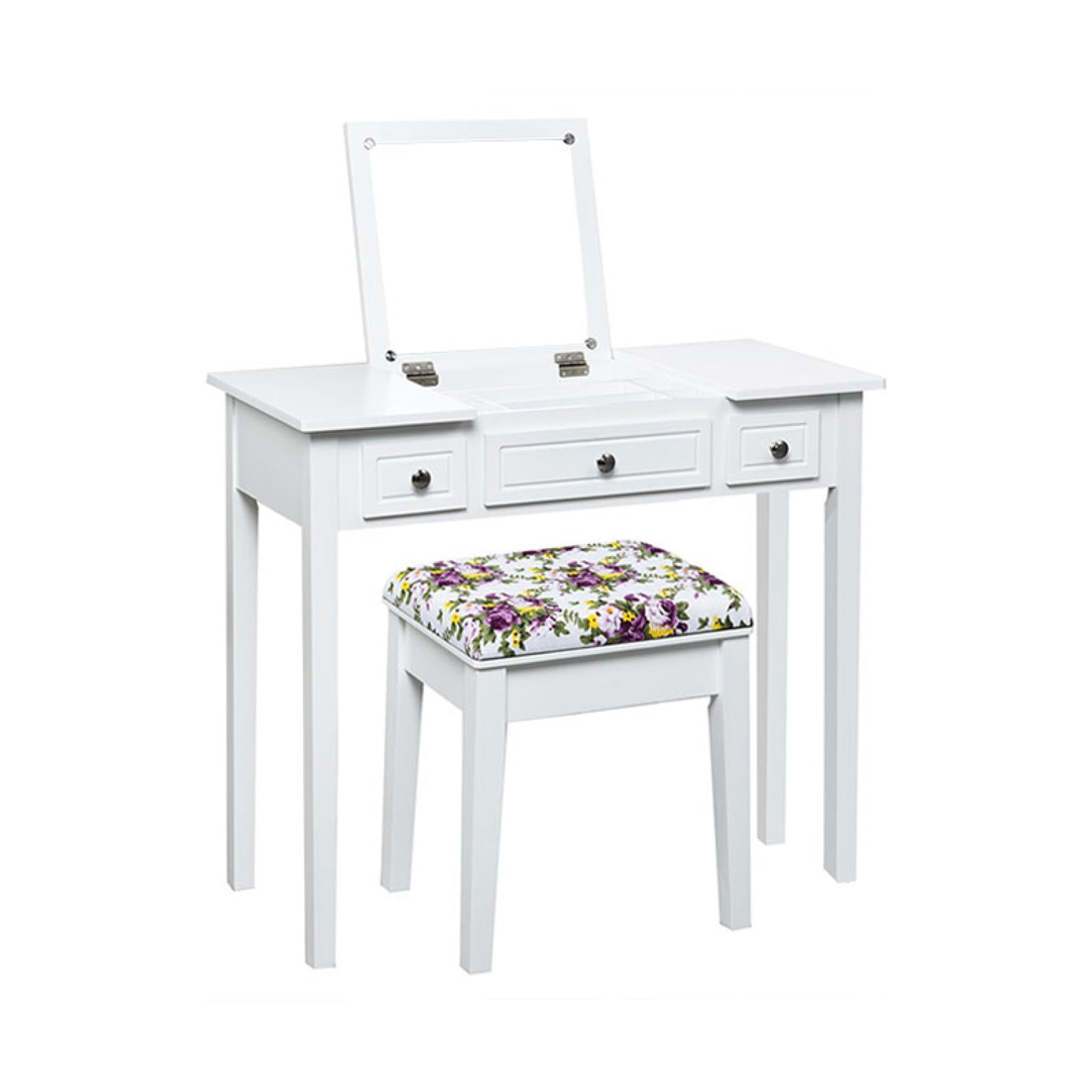 Vanity Dressing Table Set, Flip Top Mirror, 3 Drawers, White Makeup Vanities at Gallery Canada