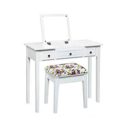 Vanity Dressing Table Set, Flip Top Mirror, 3 Drawers, White Makeup Vanities at Gallery Canada