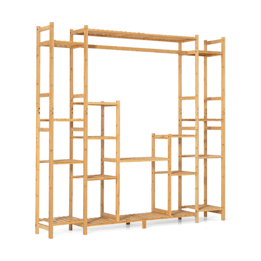 9-Tier Bamboo Plant Stand with Hanging Rack, Natural Plant Stands Natural at Gallery Canada