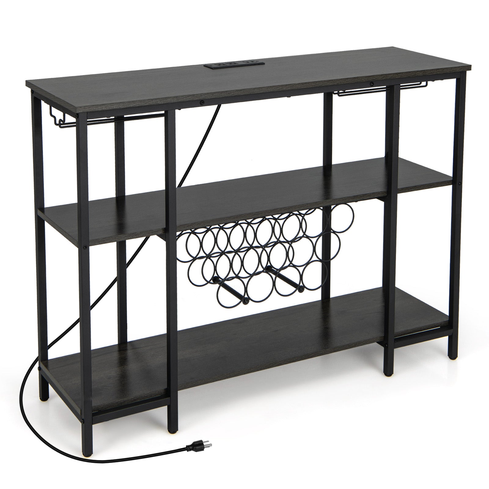 Industrial Wine Rack Wine Bar Cabinet with Storage Shelves, Gray Wine Racks Gray at Gallery Canada