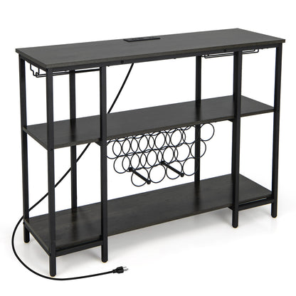 Industrial Wine Rack Wine Bar Cabinet with Storage Shelves, Gray Wine Racks Gray at Gallery Canada