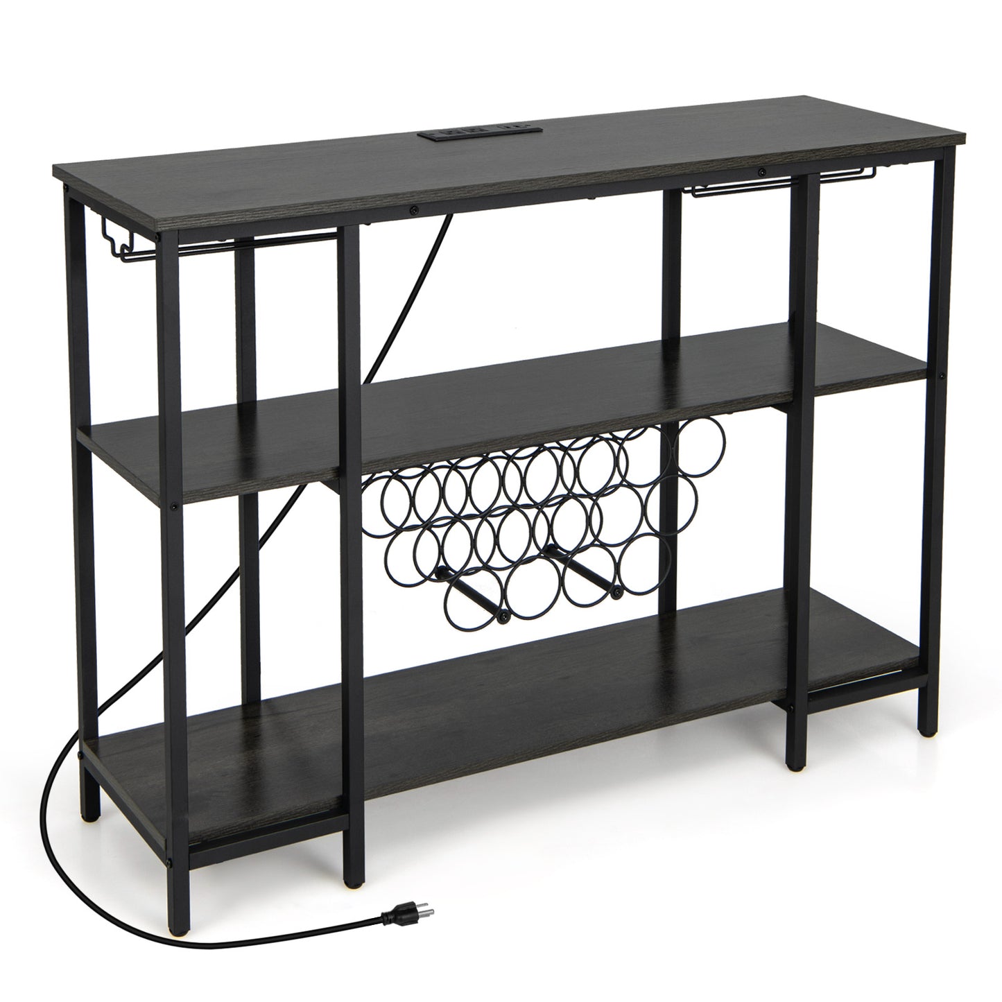 Industrial Wine Rack Cabinet With Storage Shelves, Gray Wine Racks Gray at Gallery Canada