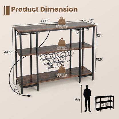 Industrial Wine Rack Wine Bar Cabinet with Storage Shelves, Brown Wine Racks at Gallery Canada