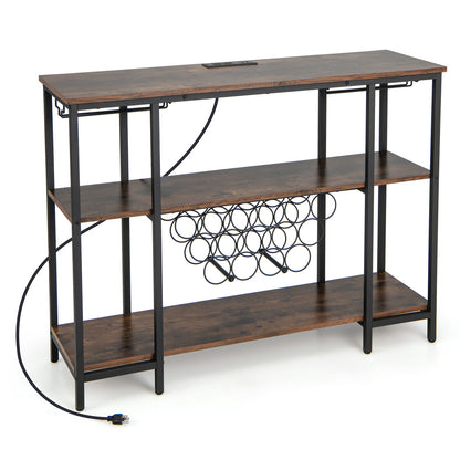Industrial Wine Rack Wine Bar Cabinet with Storage Shelves, Brown Wine Racks Brown at Gallery Canada