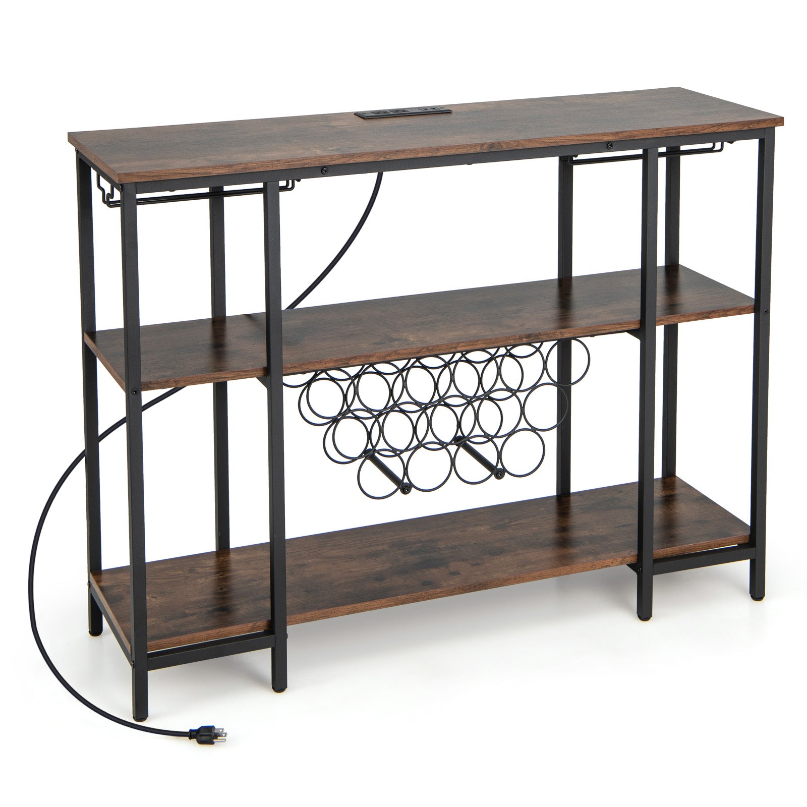 Industrial Wine Rack Cabinet With Storage Shelves, Brown Wine Racks Brown at Gallery Canada