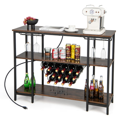 Industrial Wine Rack Wine Bar Cabinet with Storage Shelves, Brown Wine Racks at Gallery Canada