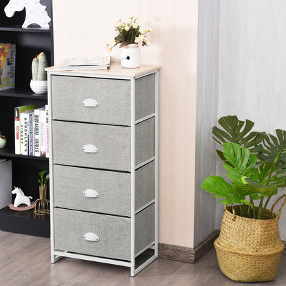 Chest Storage Tower Side Table Display Storage with 4 Drawers, Gray - Gallery Canada