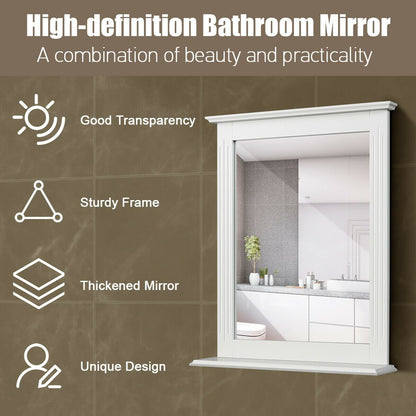 Wall-Mounted Multipurpose Vanity Mirror with Shelf, White - Gallery Canada
