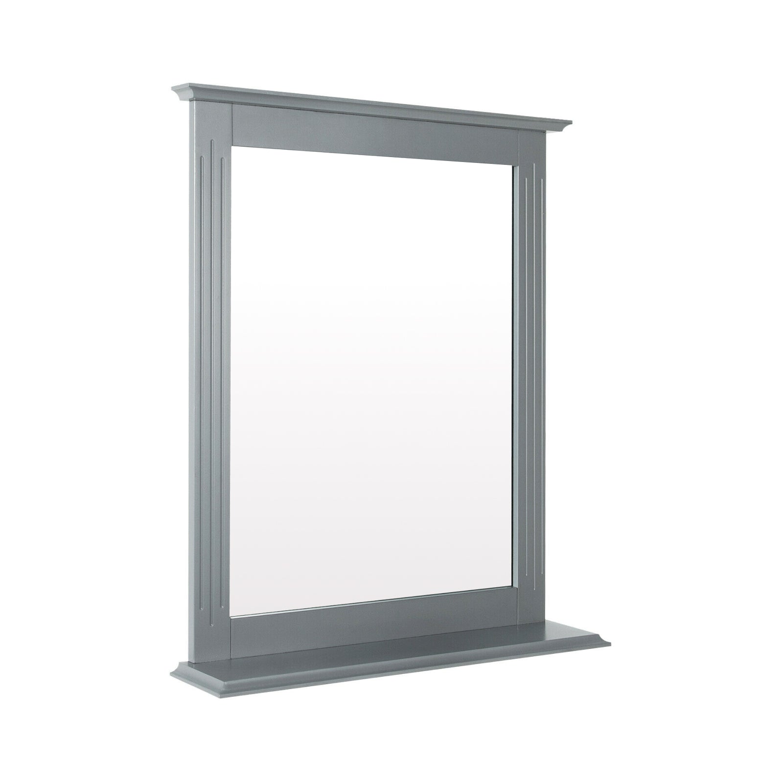 Wall-Mounted Multipurpose Vanity Mirror with Shelf, Gray Wall Mirrors Gray at Gallery Canada