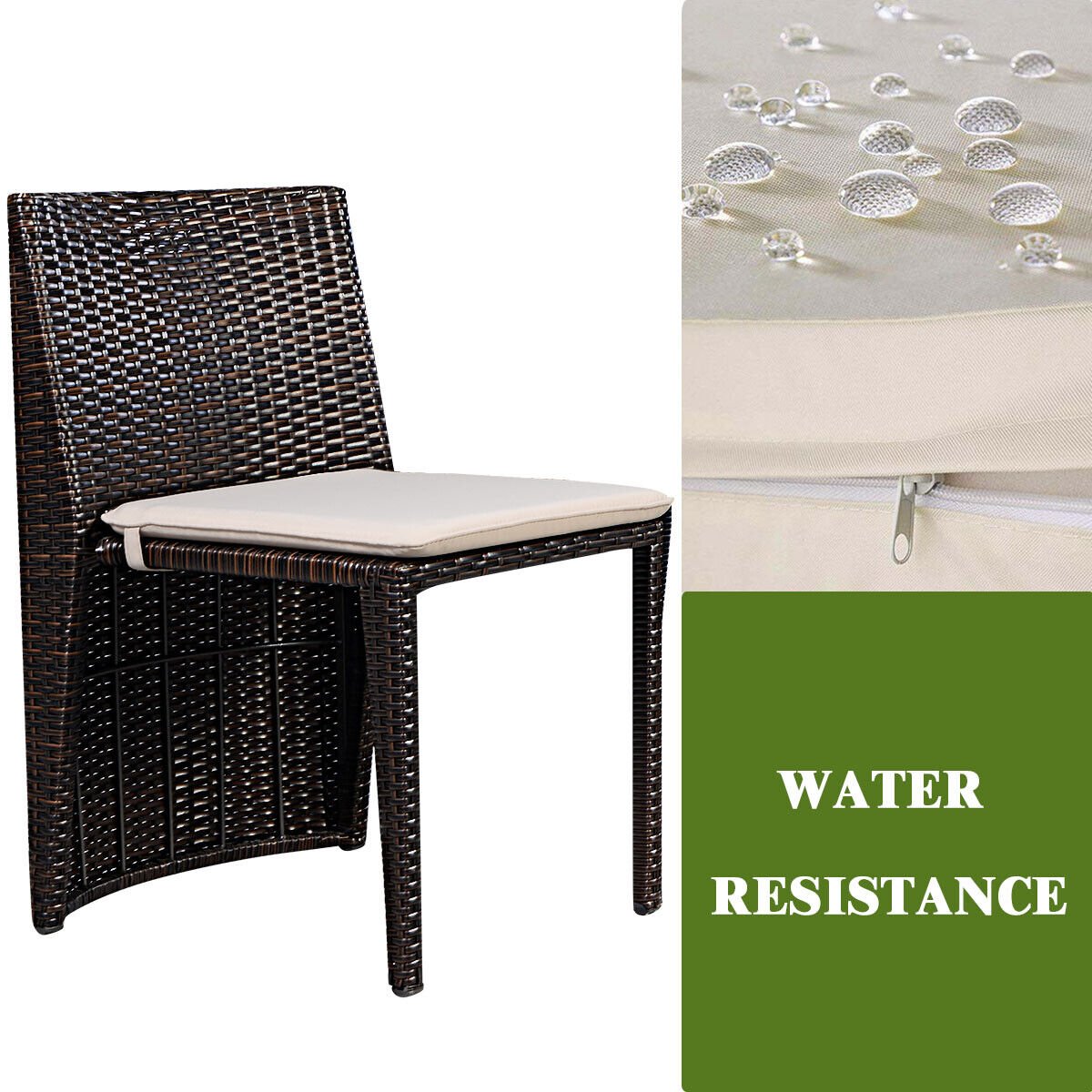 3 Pieces Cushioned Wicker Patio Bistro Set with No Assembly Needed, Black Patio Conversation Sets at Gallery Canada