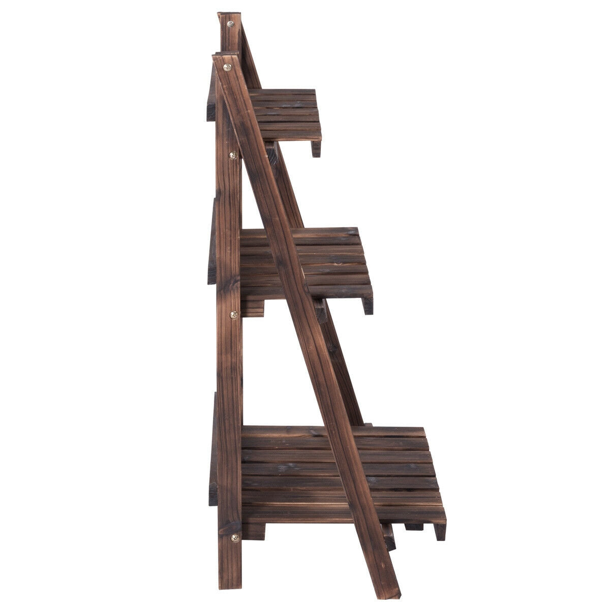 3 Tier Outdoor Wood Design Folding Display Flower Stand, Brown Plant Stands at Gallery Canada