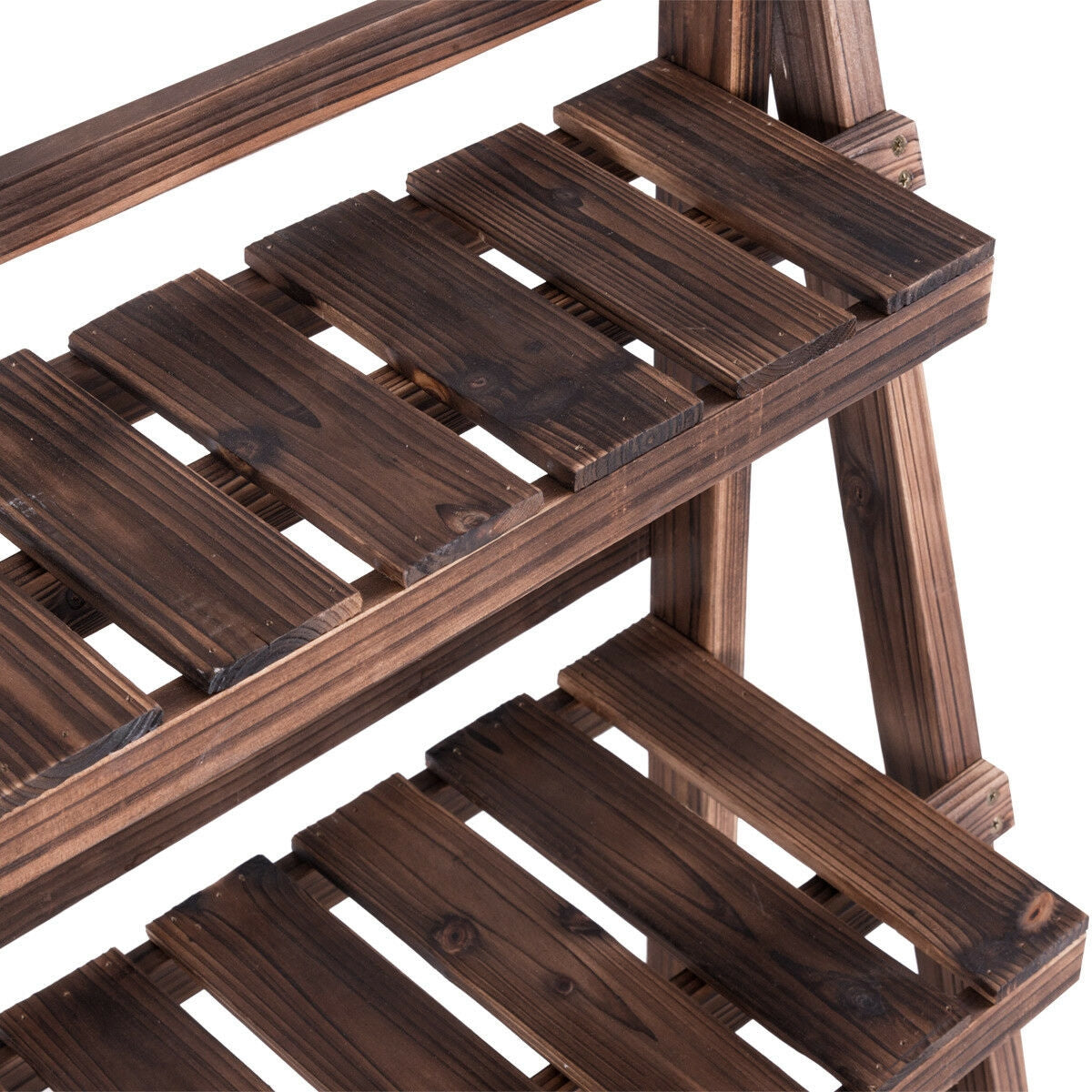 3 Tier Outdoor Wood Design Folding Display Flower Stand, Brown Plant Stands at Gallery Canada