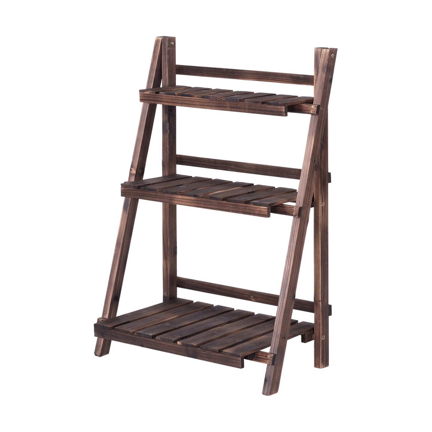 3 Tier Outdoor Wood Design Folding Display Flower Stand, Brown Plant Stands at Gallery Canada