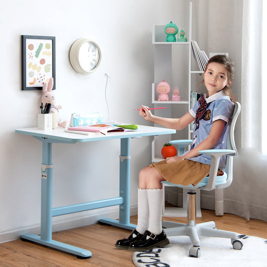 32 x 24 Inch Height Adjustable Desk with Hand Crank Adjusting for Kids, Blue - Gallery Canada
