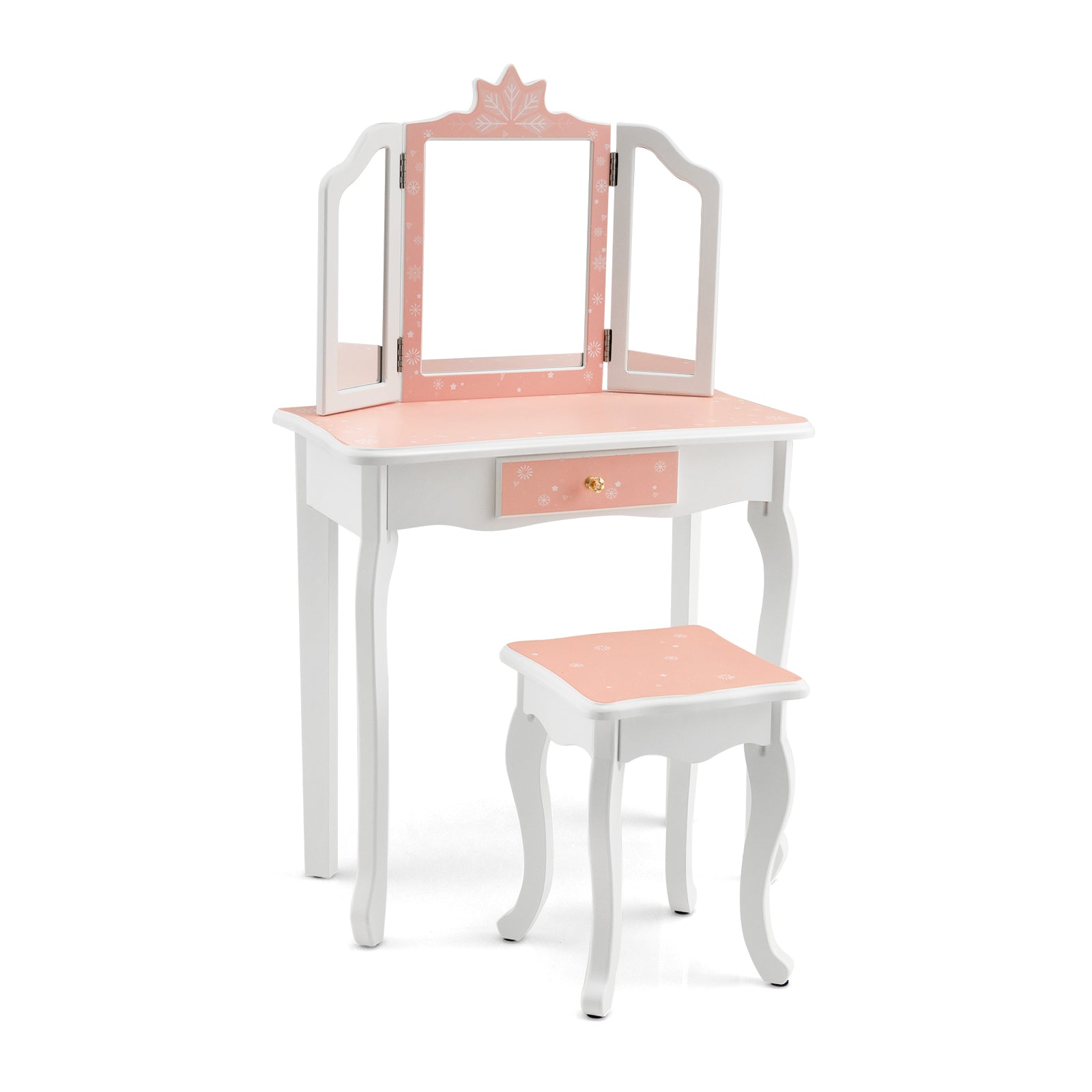 Princess Vanity Table, Chair Set, Tri-Folding Mirror, Pink Kids Vanities Pink at Gallery Canada