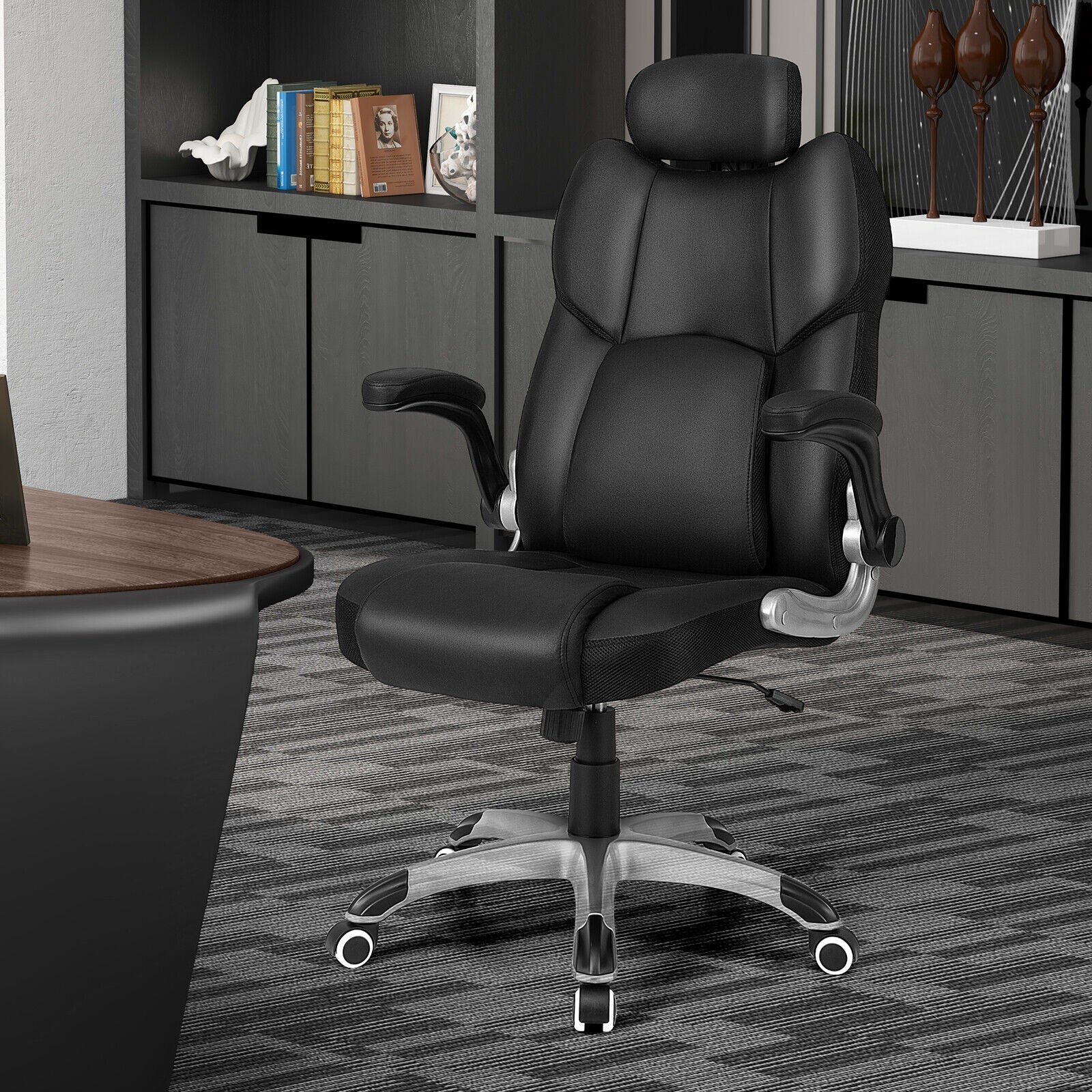 Kneading Massage Office Chair with Adjustable Headrest, Black Executive Chairs at Gallery Canada