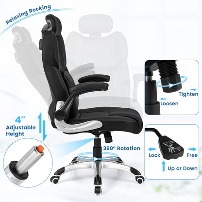 Kneading Massage Office Chair with Adjustable Headrest, Black Executive Chairs at Gallery Canada