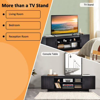 Modern Wood Universal TV Stand for TV up to 65 Inch with 2 Storage Cabinets, Dark Gray - Gallery Canada