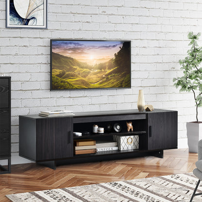 Modern Wood Universal TV Stand for TV up to 65 Inch with 2 Storage Cabinets, Dark Gray Entertainment Centers & TV Stands at Gallery Canada