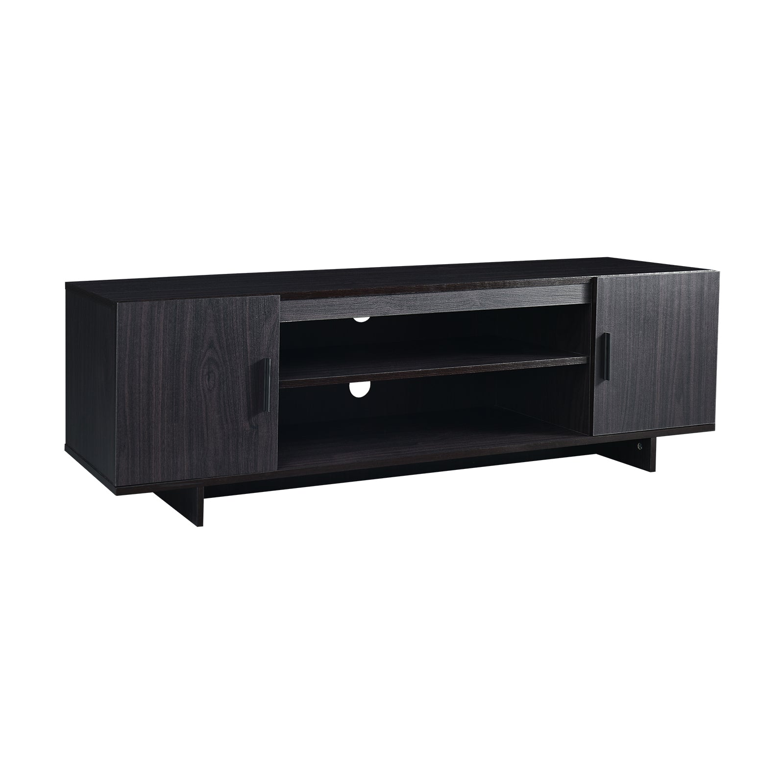 Modern Wood Universal TV Stand for TV up to 65 Inch with 2 Storage Cabinets, Dark Gray Entertainment Centers & TV Stands Dark Gray at Gallery Canada