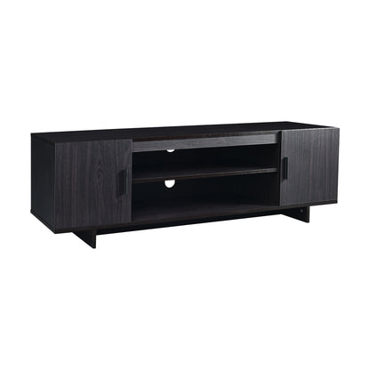 Modern Wood Universal TV Stand for TV up to 65 Inch with 2 Storage Cabinets, Dark Gray Entertainment Centers & TV Stands at Gallery Canada