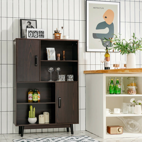 Sideboard Storage Cabinet with Door Shelf, Dark Brown
