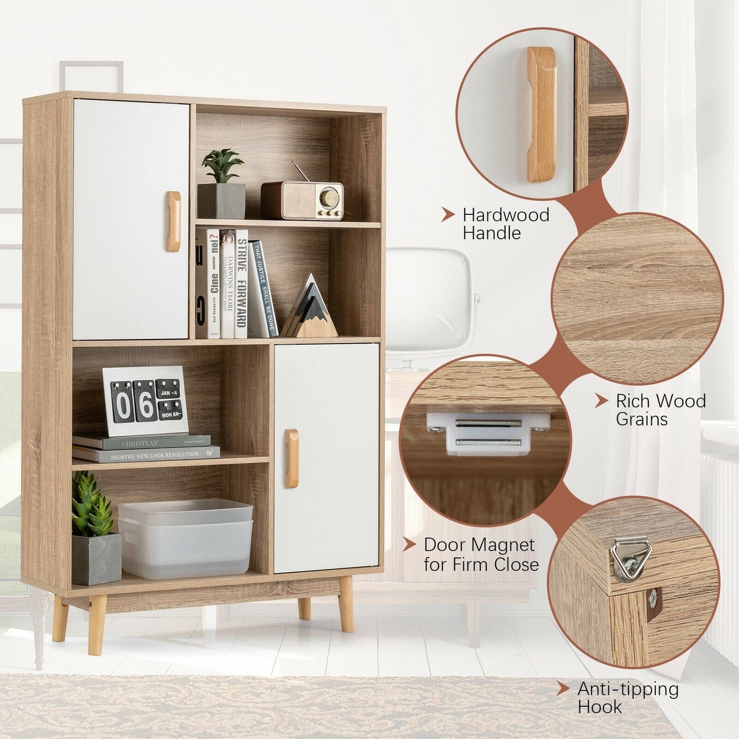 Sideboard Storage Cabinet with Door Shelf, White - Gallery Canada