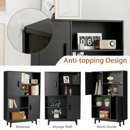 Sideboard Storage Cabinet with Door Shelf, Black at Gallery Canada