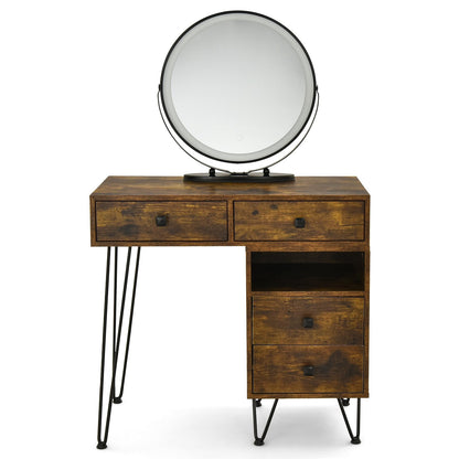 Modern Dressing Table with Storage Cabinet, Rustic Brown - Gallery Canada