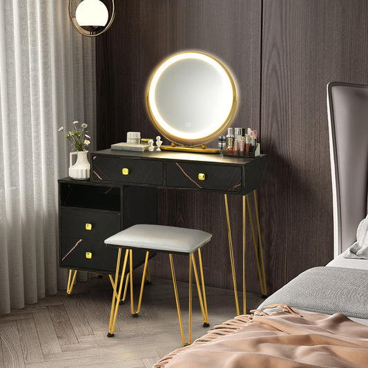 Modern Dressing Table with Storage Cabinet, Black - Gallery Canada