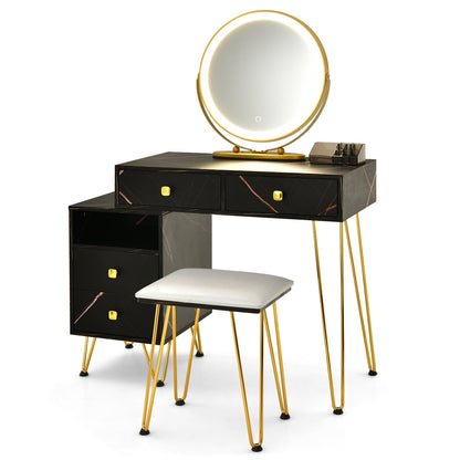 Modern Dressing Table with Storage Cabinet, Black - Gallery Canada