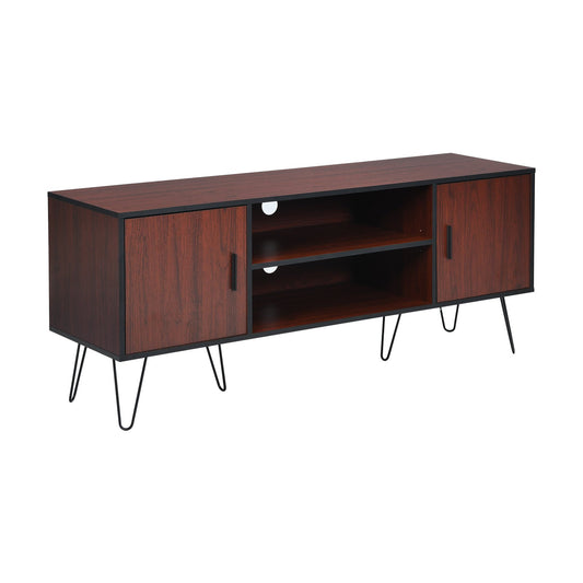 59 Inches Retro Wooden TV Stand for TVs up to 65 Inches, Brown - Gallery Canada