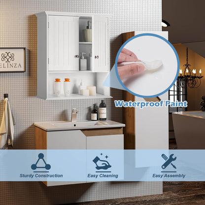 Wall Mount Bathroom Cabinet Storage Organizer with Doors and Shelves, White Wall Cabinets at Gallery Canada