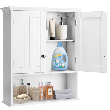 Wall Mount Bathroom Cabinet Storage Organizer with Doors and Shelves, White - Gallery Canada