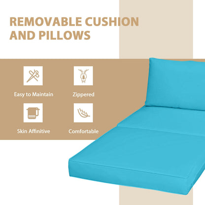 5 Pieces Patio Rattan Furniture Set with Cushioned Armless Sofa, Turquoise Patio Conversation Sets at Gallery Canada