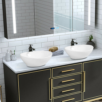 Oval Bathroom Basin Ceramic Vessel Sink, White Bathroom Sinks at Gallery Canada