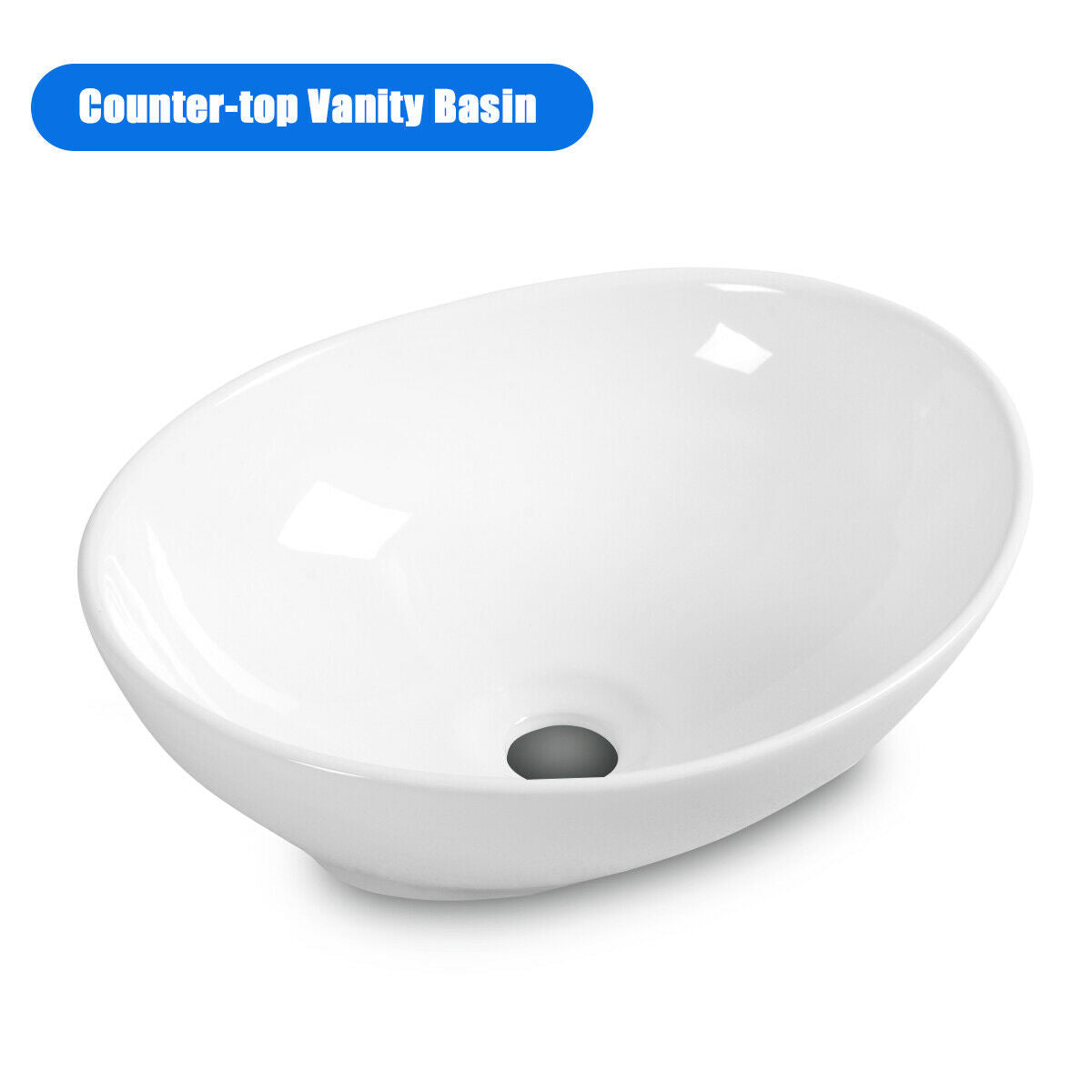 Oval Bathroom Basin Ceramic Vessel Sink, White Bathroom Sinks at Gallery Canada