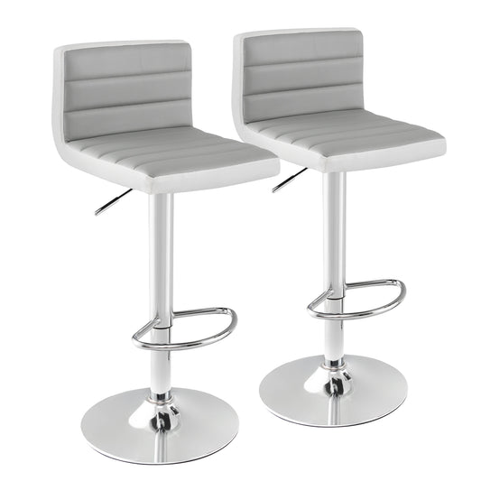 Set of 2 Adjustable Heights Barstool with PU Leather, Gray Bar Stools Gray at Gallery Canada