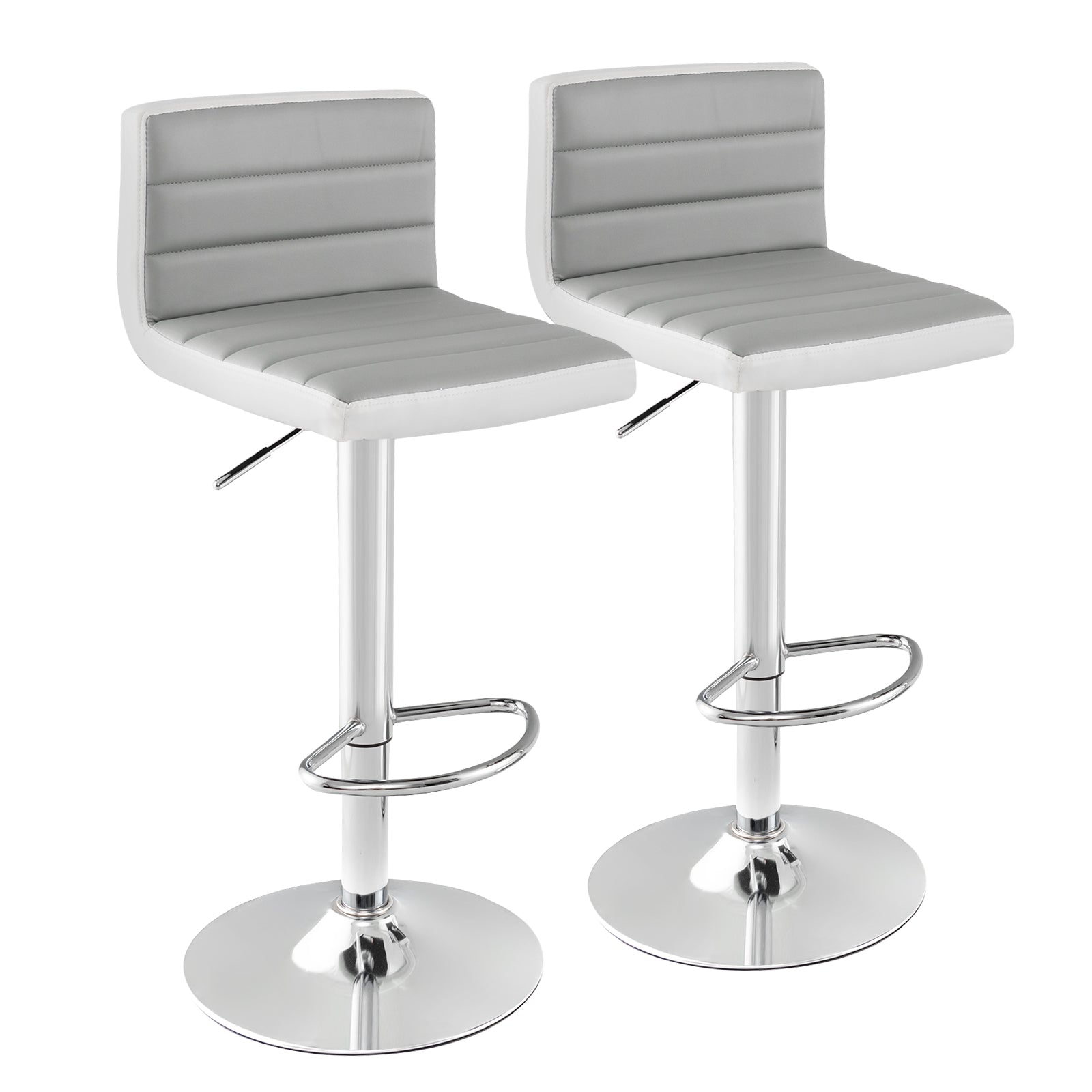 Set of 2 Adjustable Heights Barstool with PU Leather, Gray Bar Stools at Gallery Canada