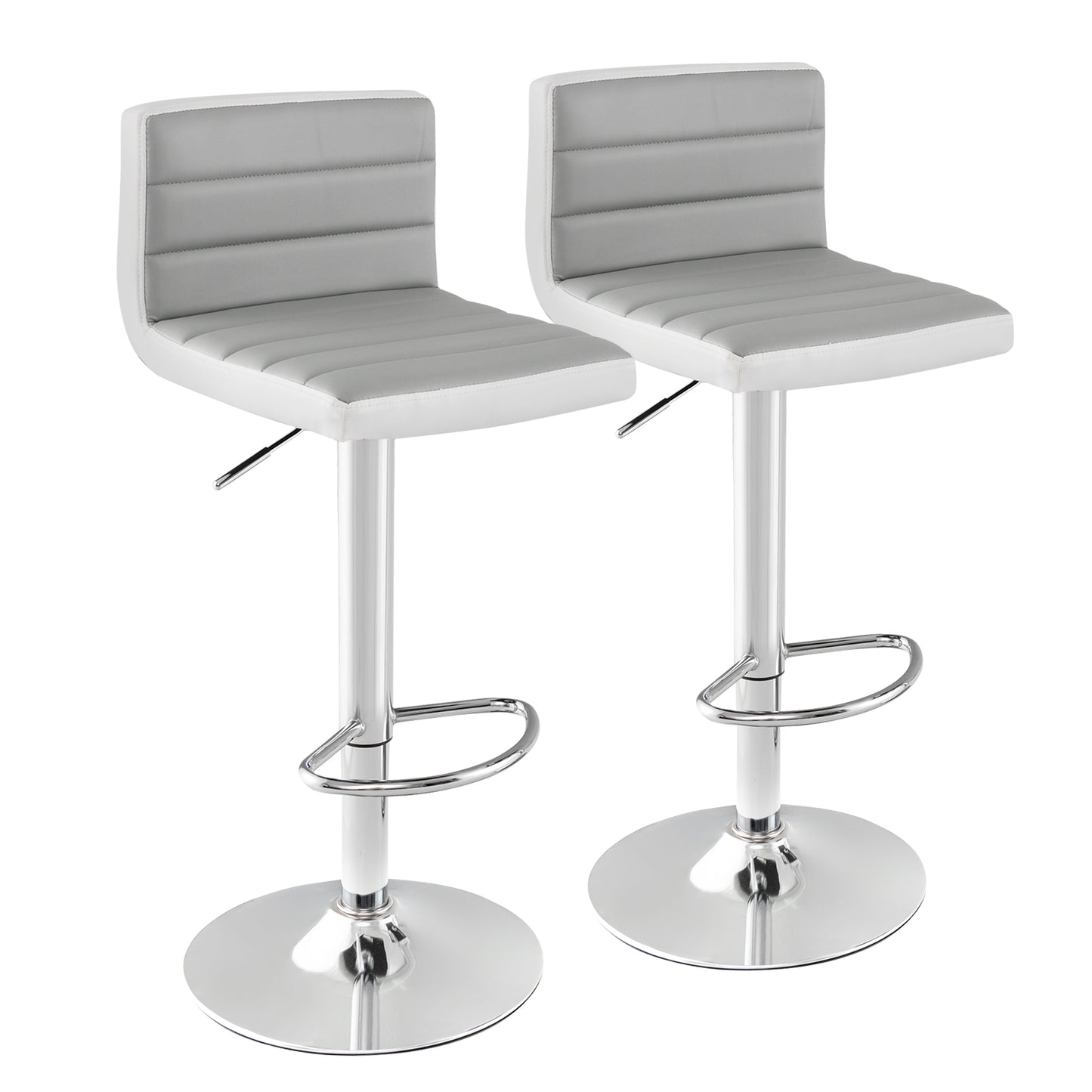 Set of 2 Adjustable Heights Barstool with PU Leather, Gray Bar Stools at Gallery Canada