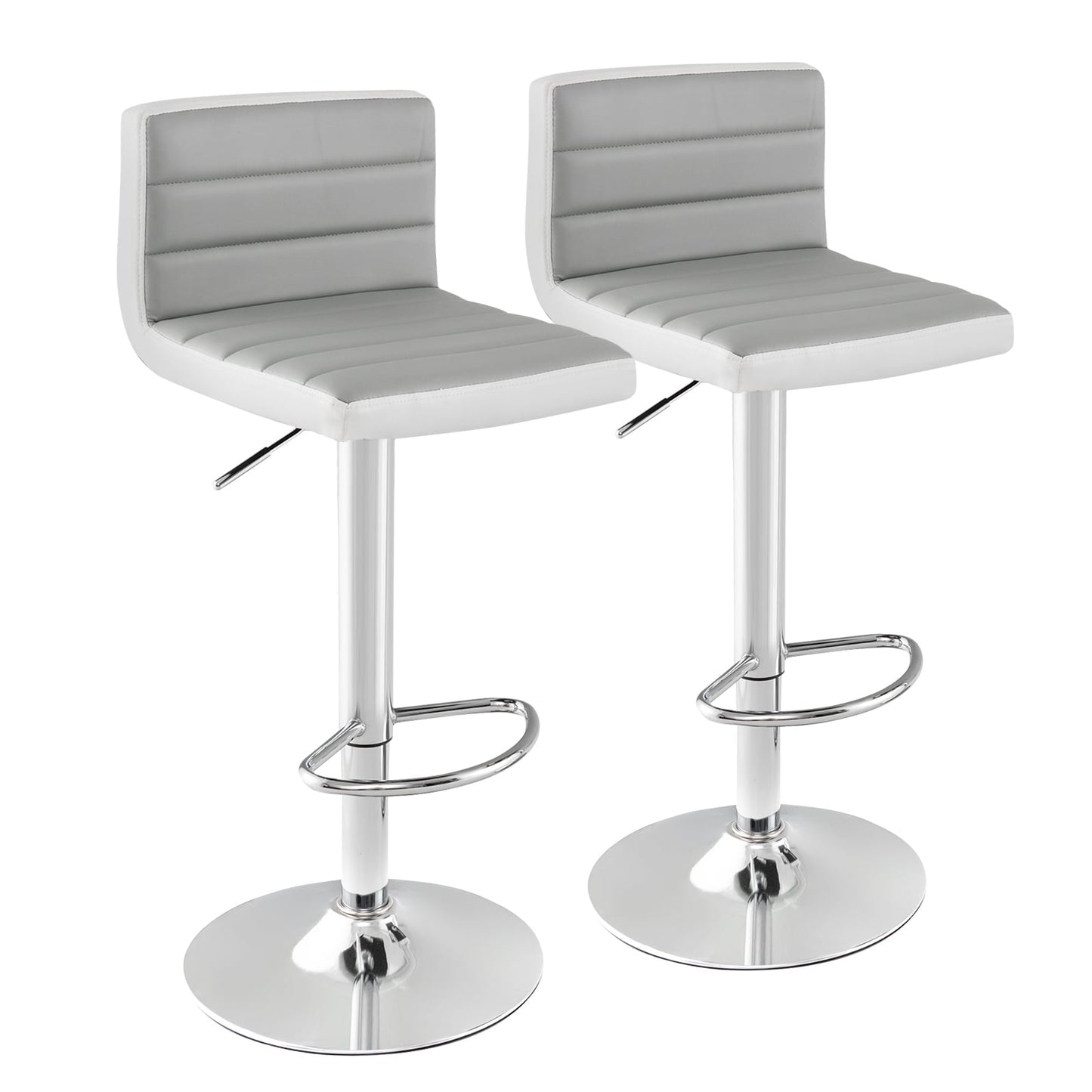 Adjustable Barstool Set, 2 Pack, PU Leather, Gray