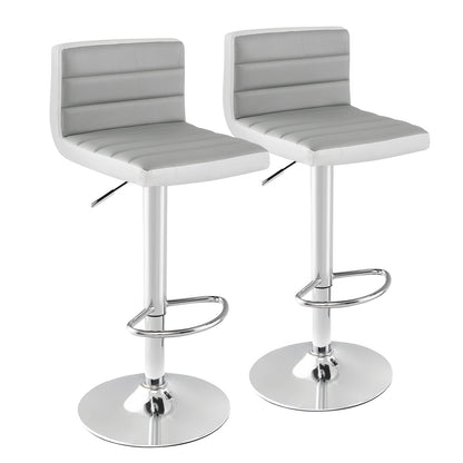 Adjustable Barstool Set, 2 Pack, PU Leather, Gray