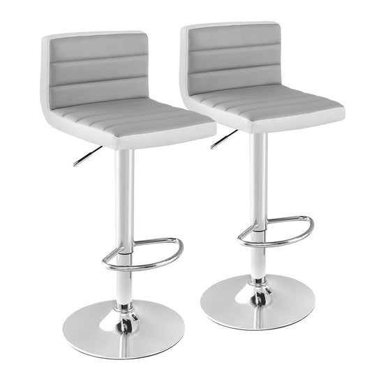 Set of 2 Adjustable Heights Barstool with PU Leather, Gray at Gallery Canada