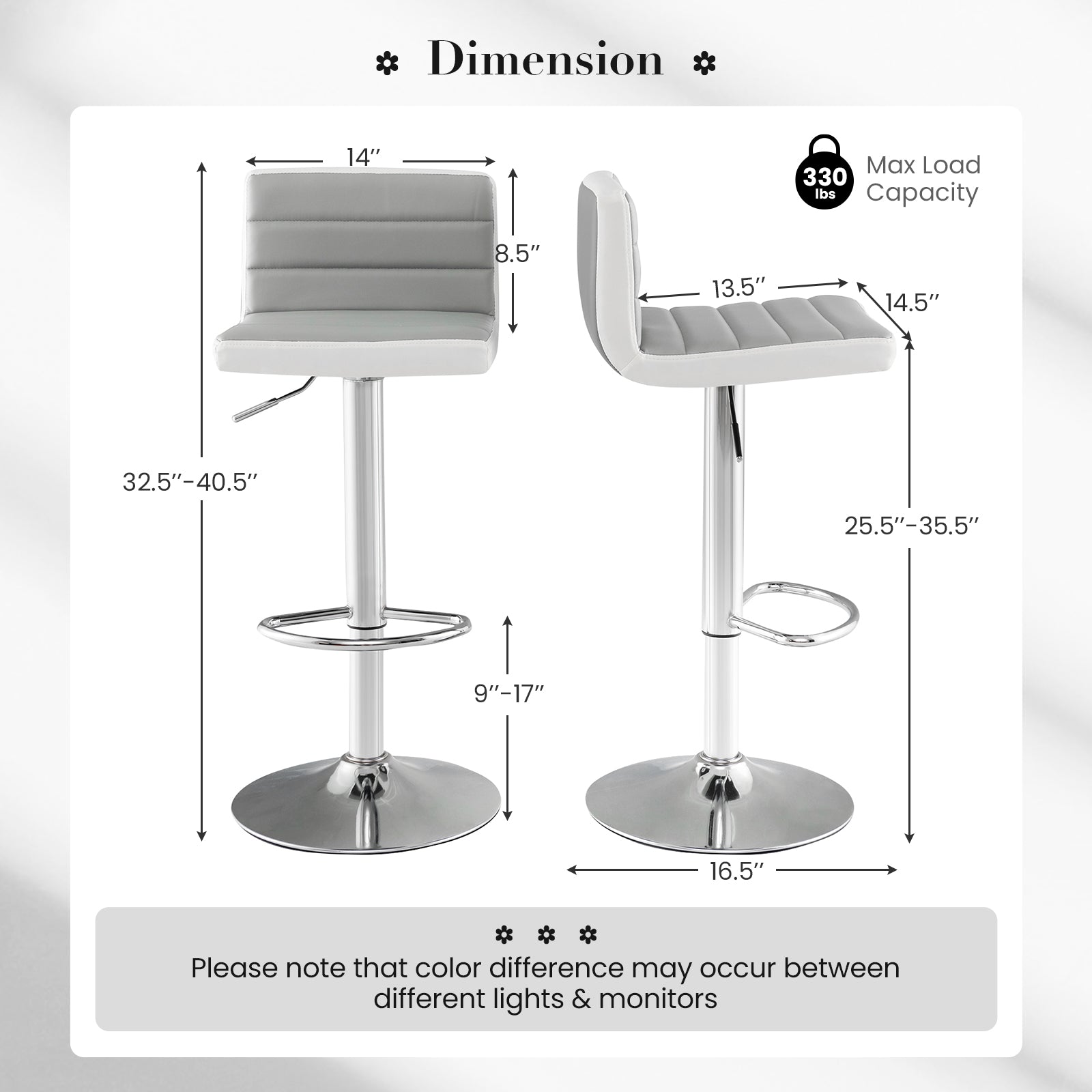 Adjustable Barstool Set, 2 Pack, PU Leather, Gray Bar Stools at Gallery Canada
