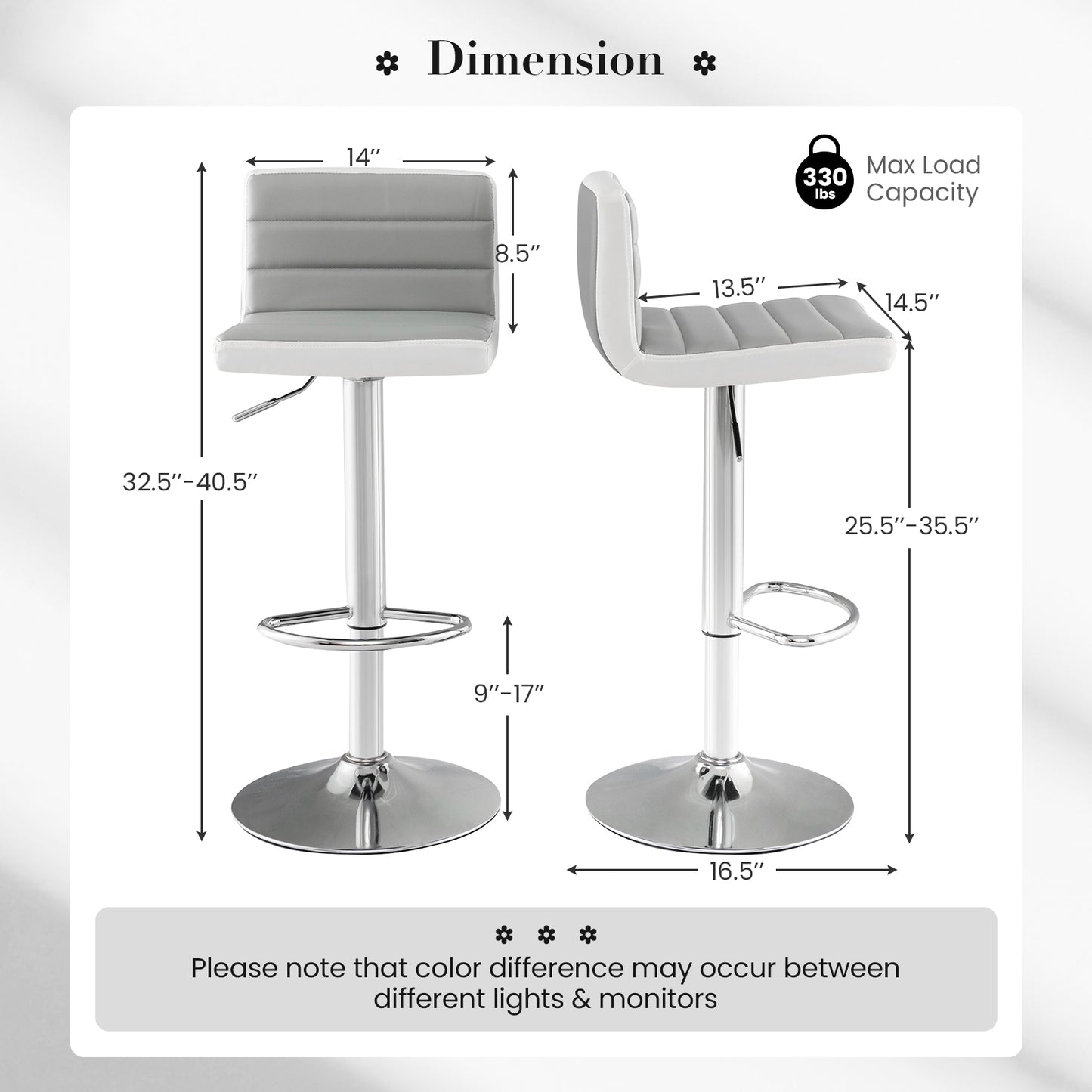 Adjustable Barstool Set, 2 Pack, PU Leather, Gray Bar Stools at Gallery Canada
